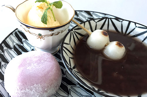桜餅とぜんざいのセット